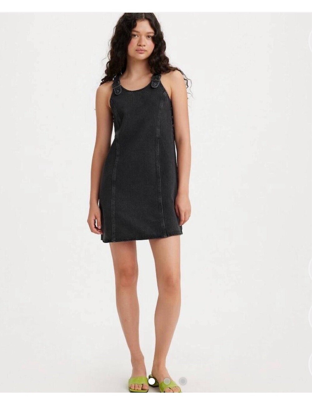 LEVI’S Alyssa Denim Dress Black Y2K Jumper Pinafore Apron Womens Sz M NWT